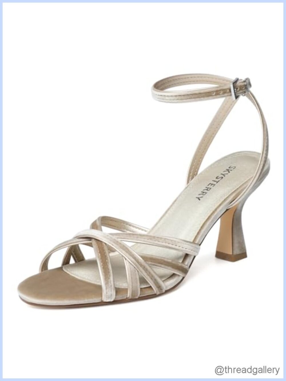 Women's Strappy Kitten Heel Sandals 2.56 Inch Round Open Toe Adjustable Ankle